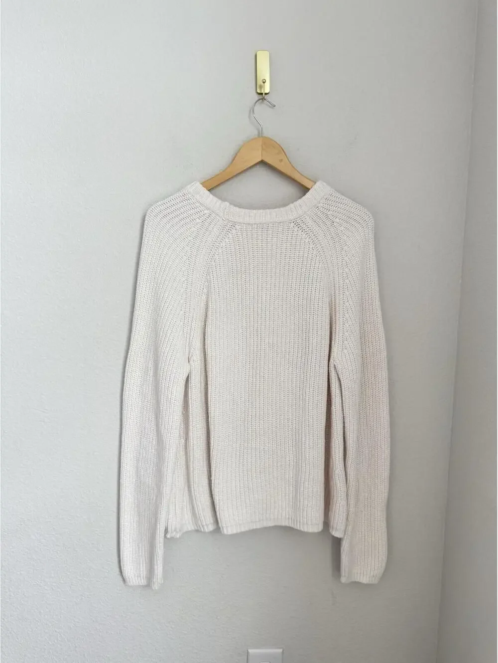 Quince Women's LG White 100% Organic Cotton Fisherman Crew Sweater Nautical - Picture 5 of 7